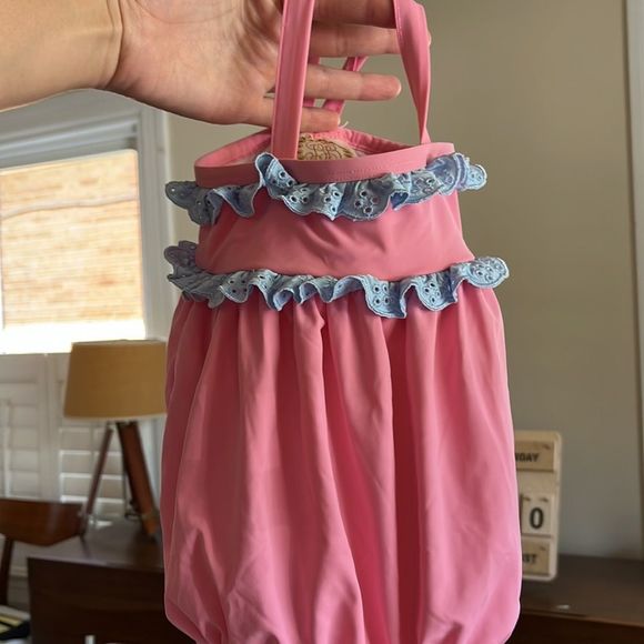 The Beaufort Bonnet Company Other - Beaufort Bonnet Baby Girl Bathing Suit in Pink with Blue Ruffles